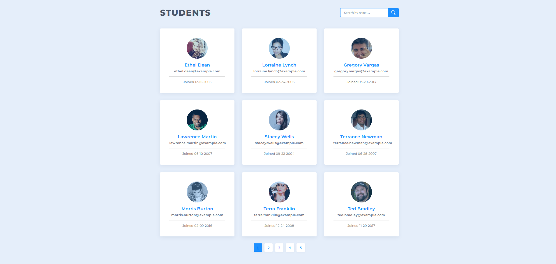 Data Pagination and Filtering Screenshot