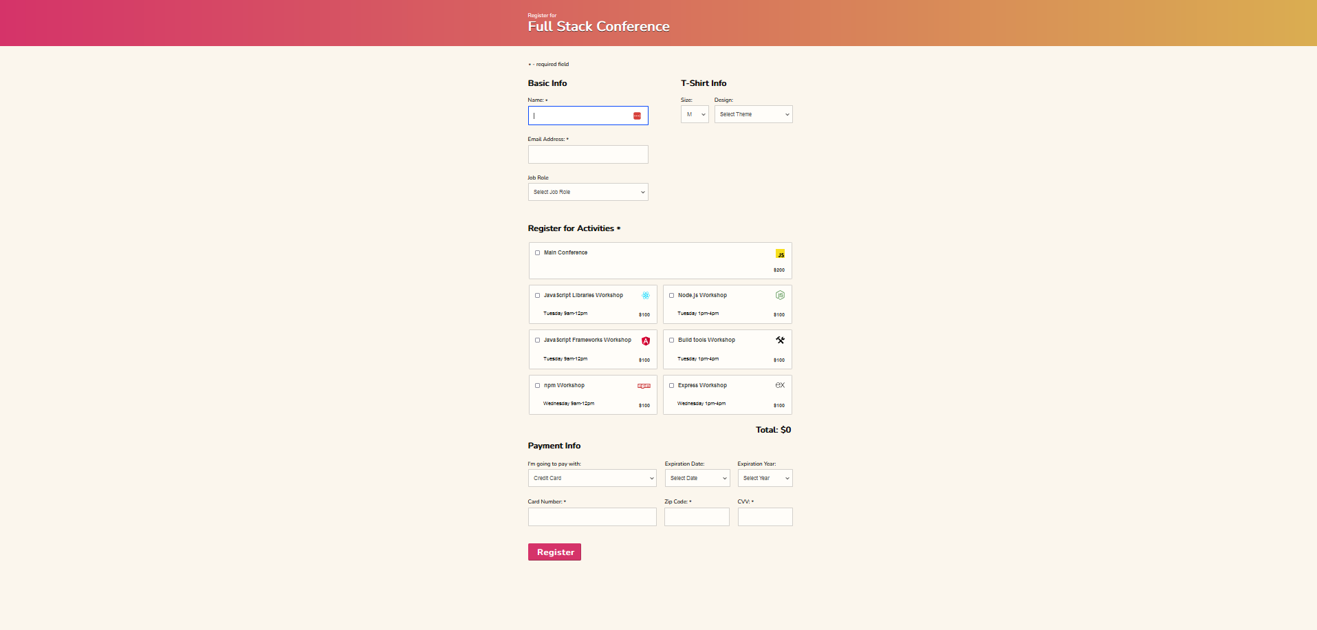 Interactive Form Screenshot