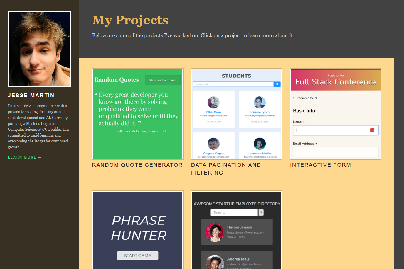 Static Node.js and Express Site Screenshot